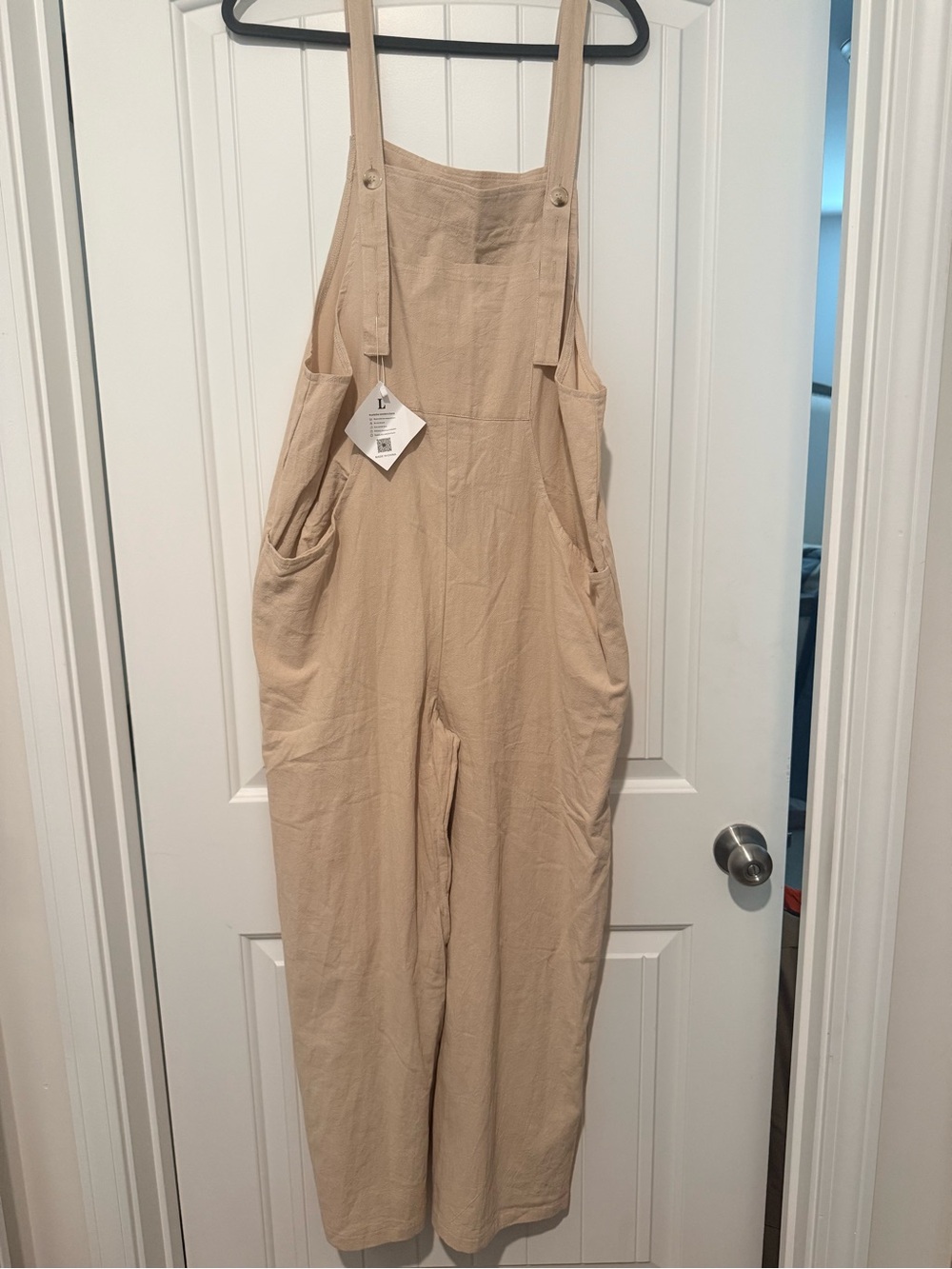 Women's Relaxed Fit Beige Overalls